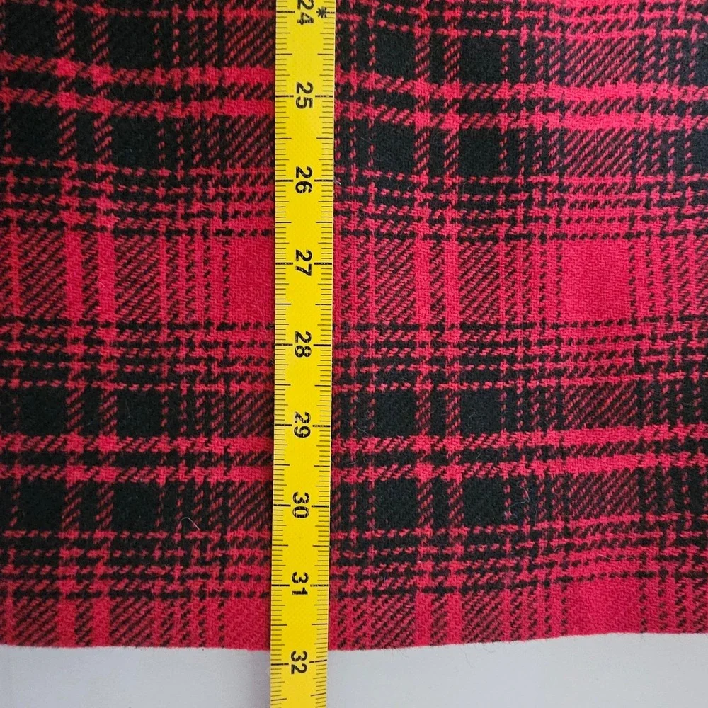VTG Talbots 8 Petite Wool Plaid Skirt Italian Fabric‎ Red Black Academia Preppy